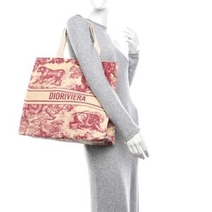 Dior Red and Cream Tote Bags